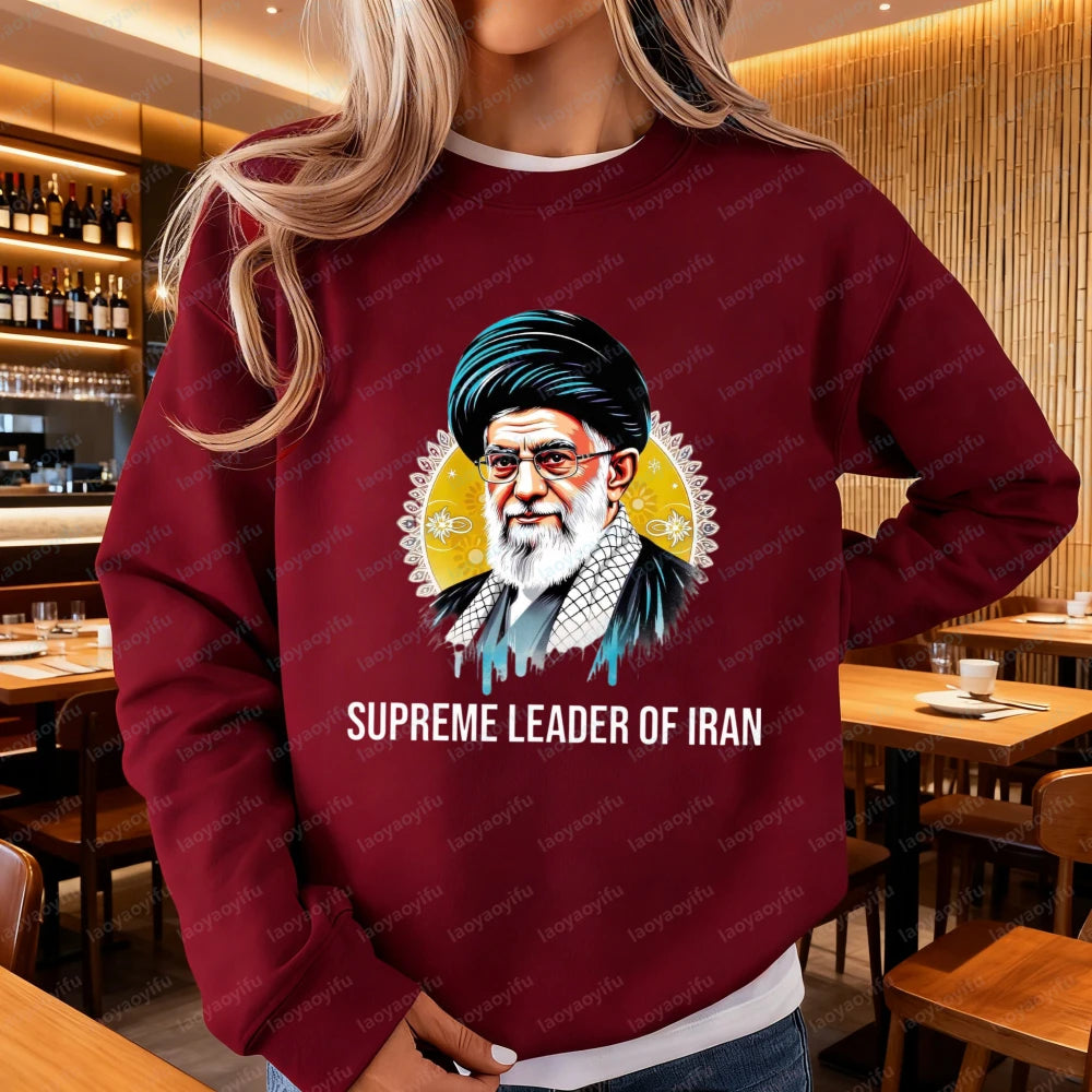 Ali Khamenei Supreme Leader of Iran Womenpullover Iranian Heritage Solidarity Winter Long-sleeved Sweater No War with Iran Tees