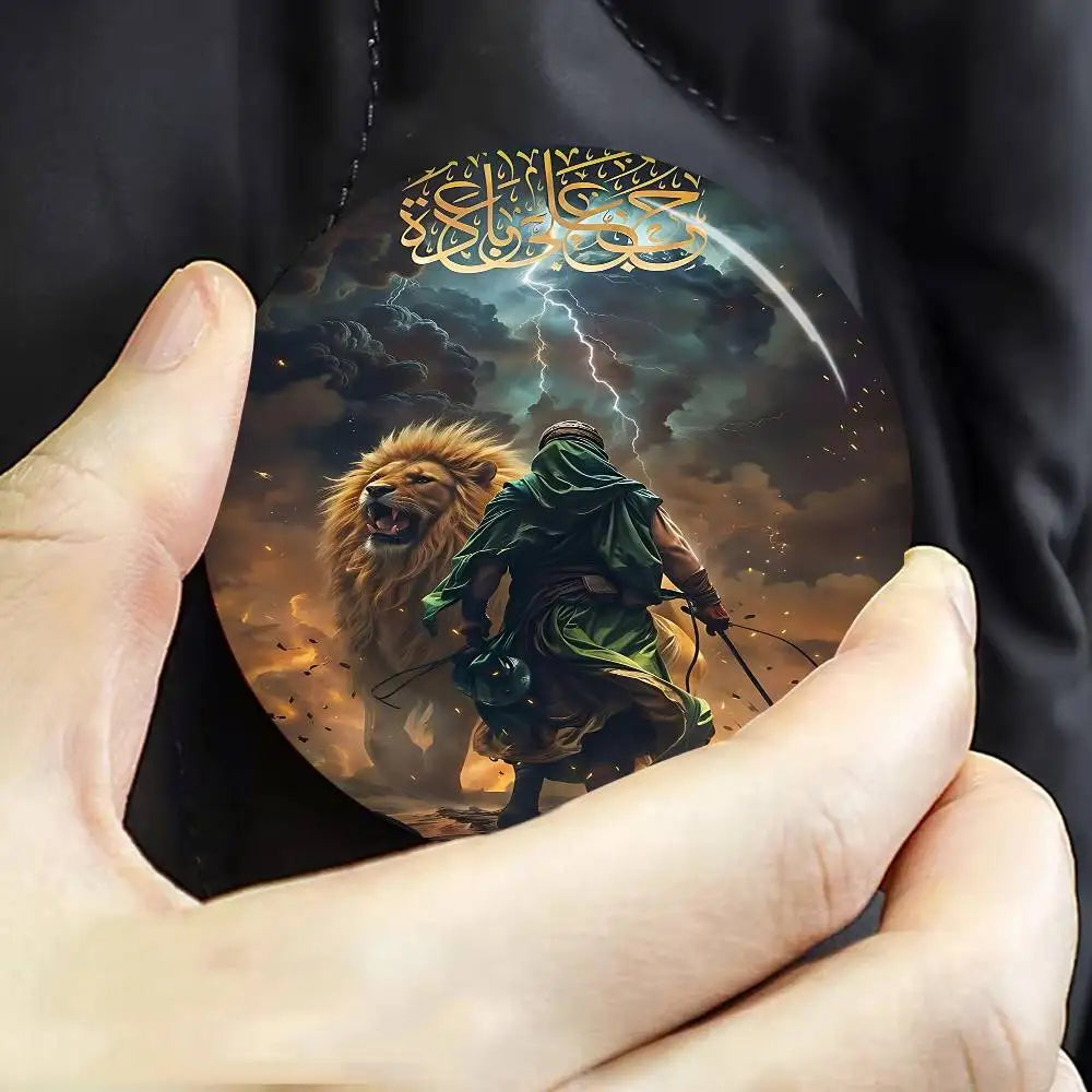 I-Imam H-Hussain Ali Round Button Pins Slogan Creative Brooches Metal Badge Fans Gifts