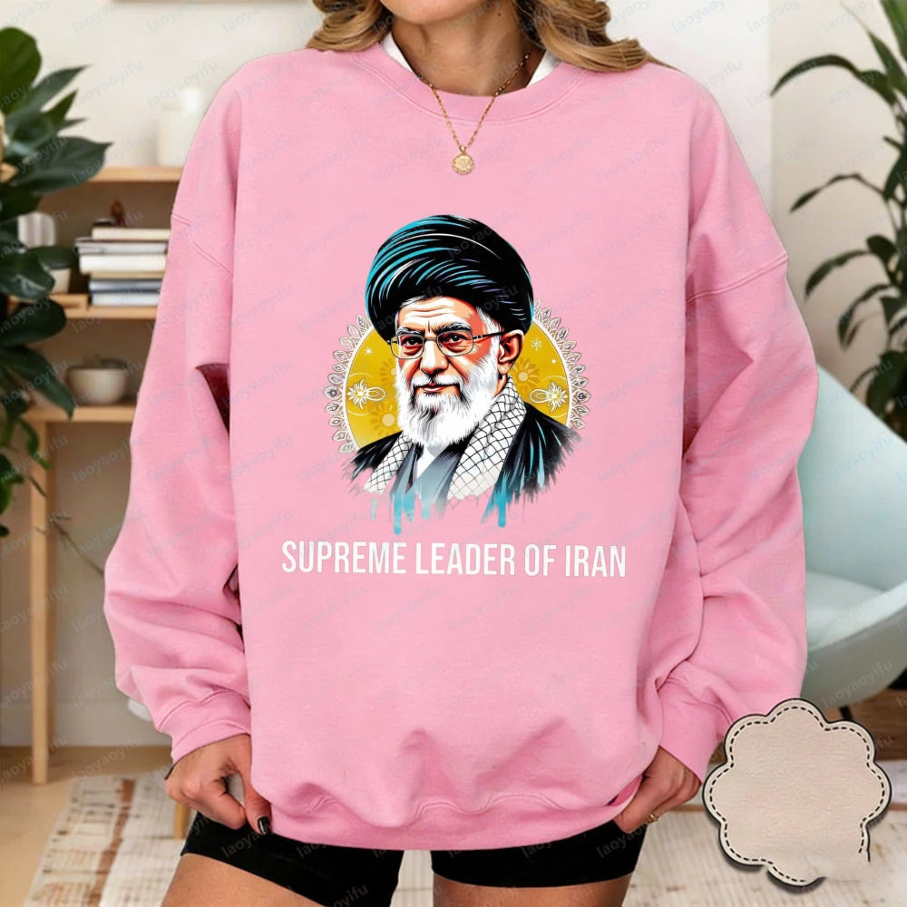 Ali Khamenei Supreme Leader of Iran Womenpullover Iranian Heritage Solidarity Winter Long-sleeved Sweater No War with Iran Tees