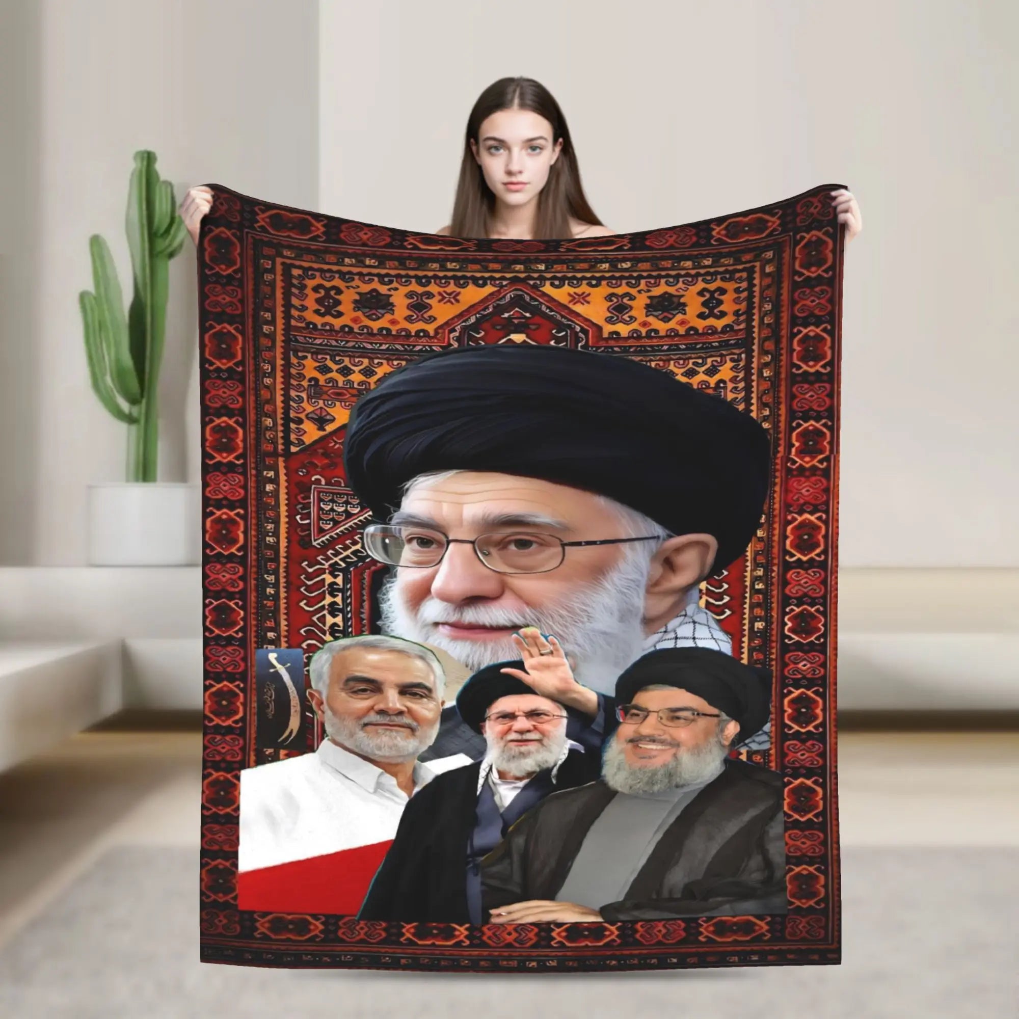 Soft Warm Blanket Ayatollah Sayyed Ali Khamenei Iranian Leader Throw Blanket  Flannel Bedspread For Couch Chair Sofa Bed Cover