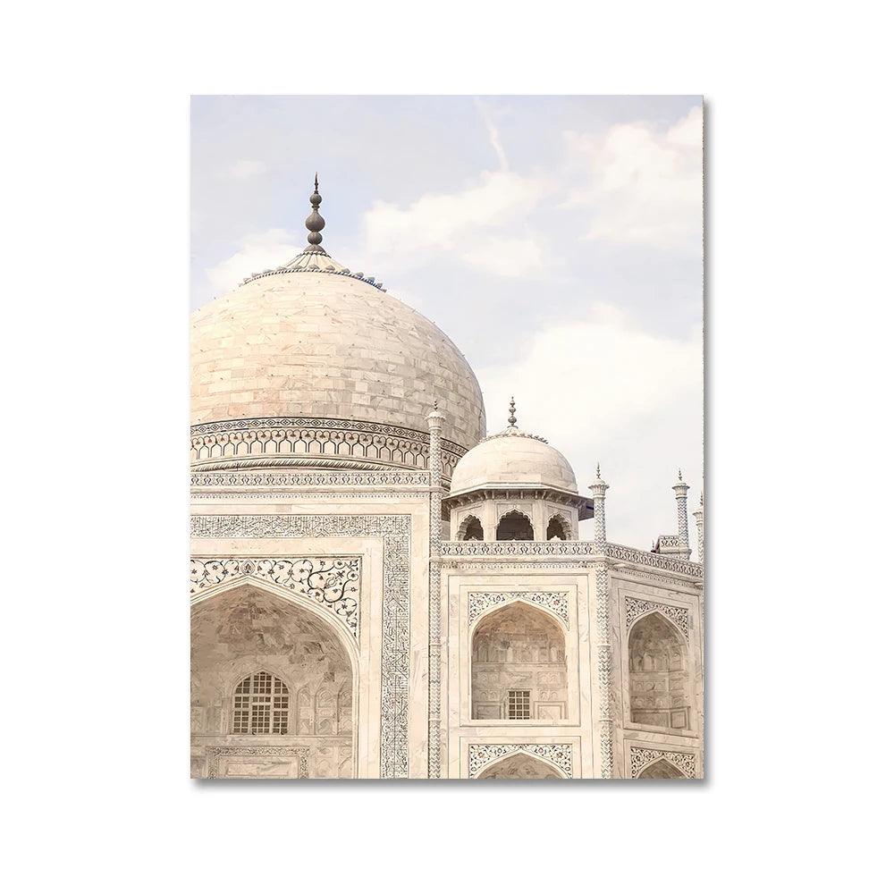 Islamic Beige Landscape Art Poster Prints Mosque Morocco Wall Canvas Painting Bohemia Picture for Living Room Home Decoration