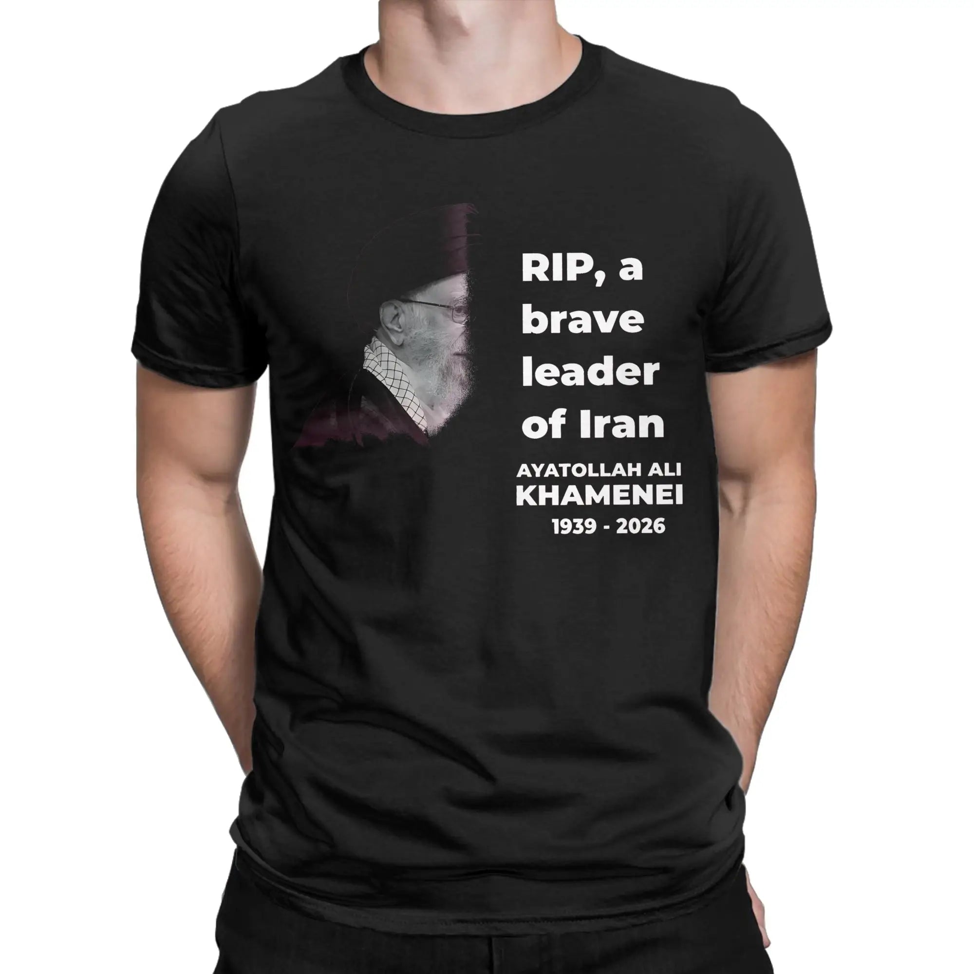 RIP Iran Ali Khamenei T-Shirt Summer Iranian Leader T-Shirts Pure Cotton Tee Shirt For Men's Short Sleeve Casual Top Tees