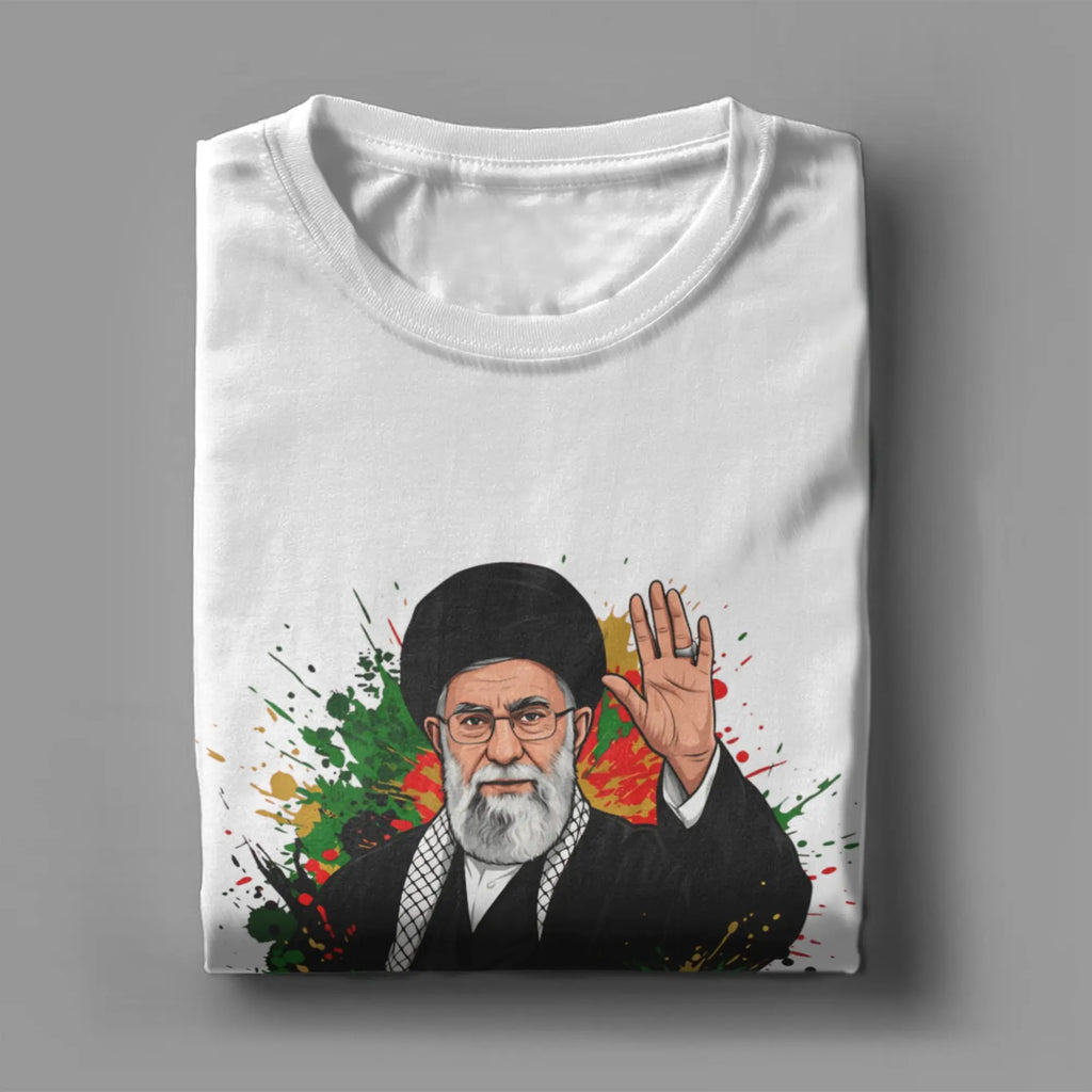 Vintage T Shirt Summer Ali Khamenei Fashion T Shirts  Pure Cotton Tee Shirt for Men's Y2K Retro Wholesale Short Sleeve Tops