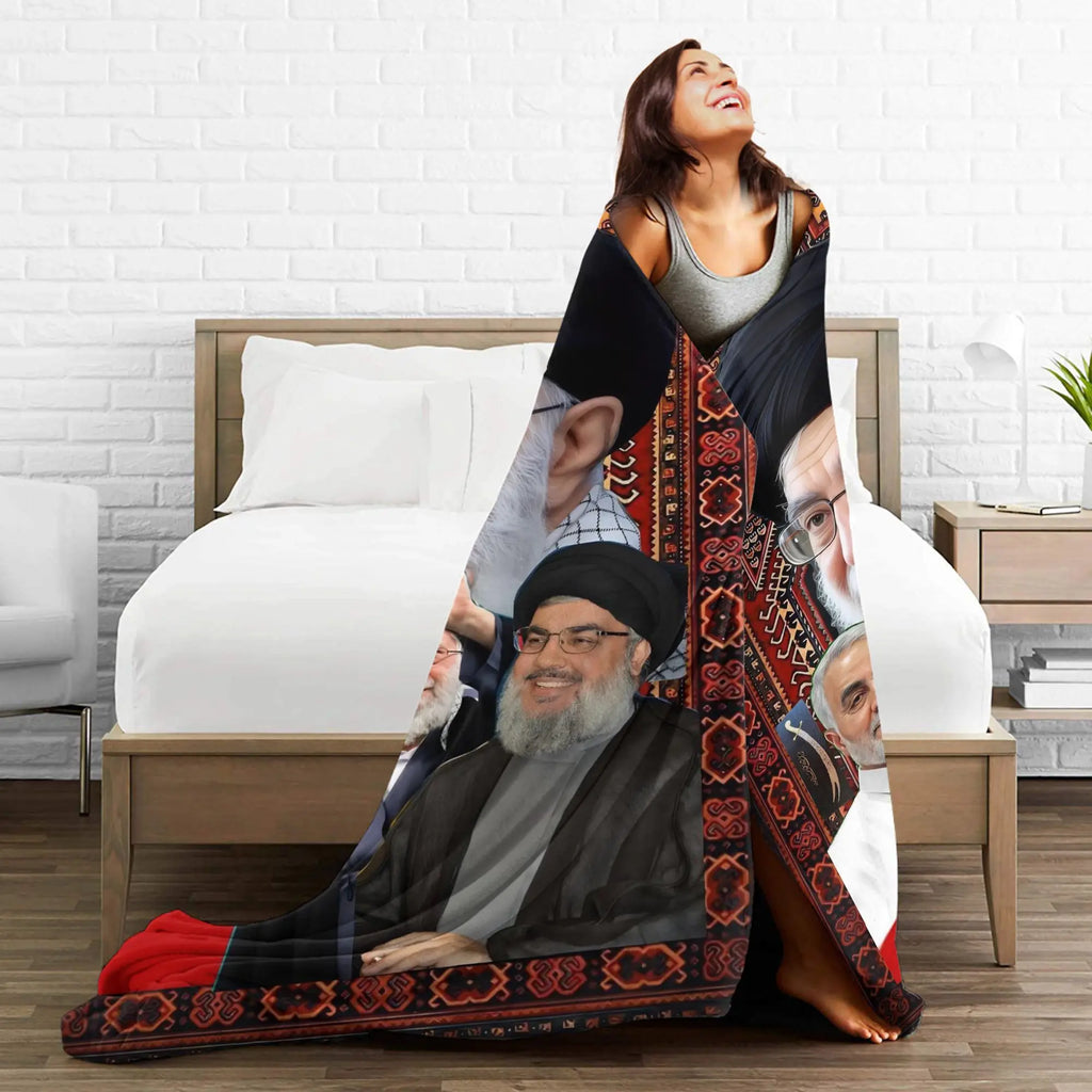 Soft Warm Blanket Ayatollah Sayyed Ali Khamenei Iranian Leader Throw Blanket  Flannel Bedspread For Couch Chair Sofa Bed Cover