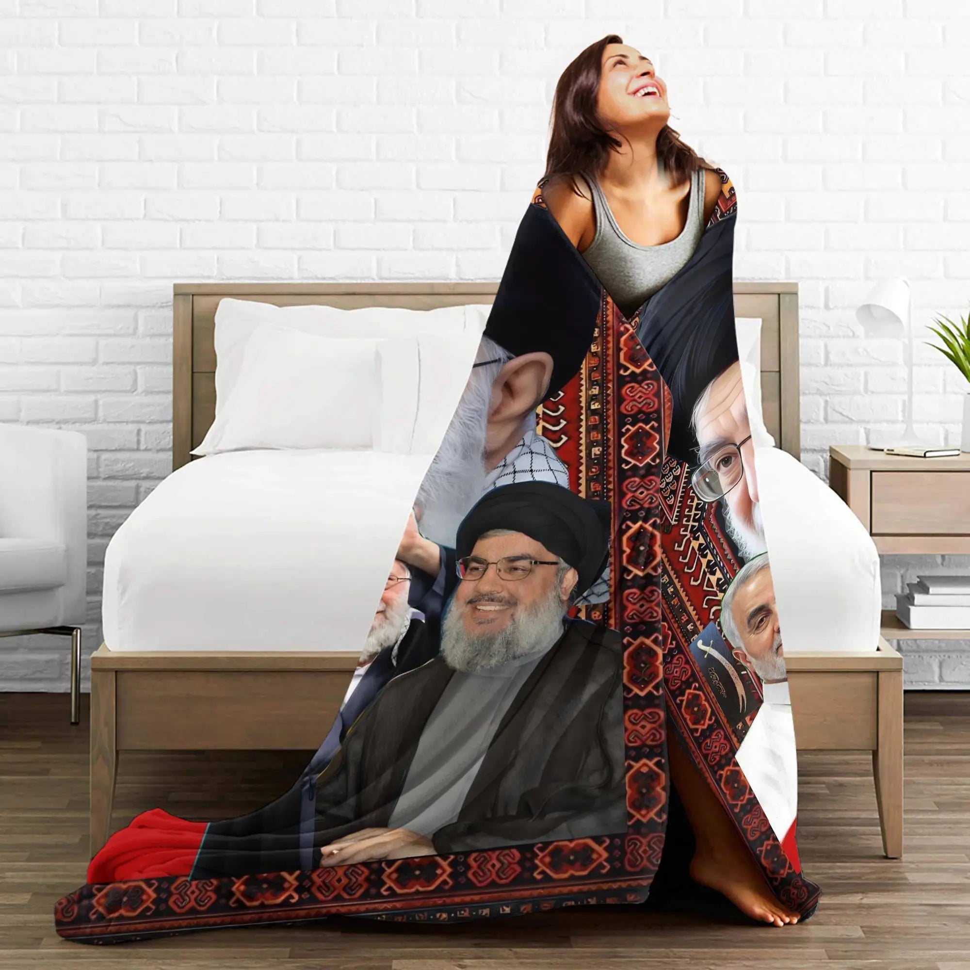 Soft Warm Blanket Ayatollah Sayyed Ali Khamenei Iranian Leader Throw Blanket  Flannel Bedspread For Couch Chair Sofa Bed Cover