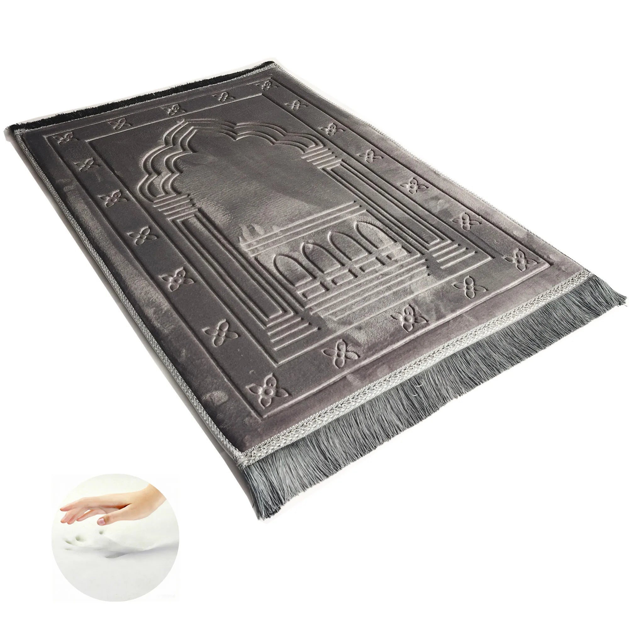 Memory Foam Prayer Mat Luxury Large Muslim Prayer rug Padded Very Thick Janamaz Sajadah for Men Women for Eid Ramadan