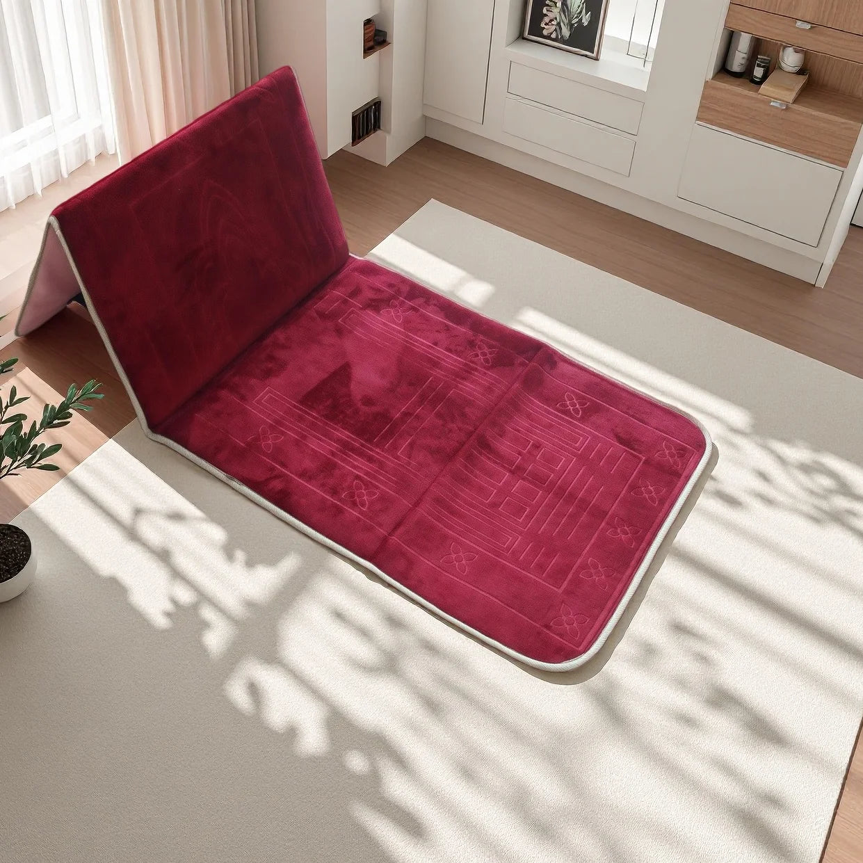 Prayer Mat with Back Support Muslim Prayer Rug Thick Padded Islam Janamaz for Women and Men Soft Foldable Travel Islamic Carpet