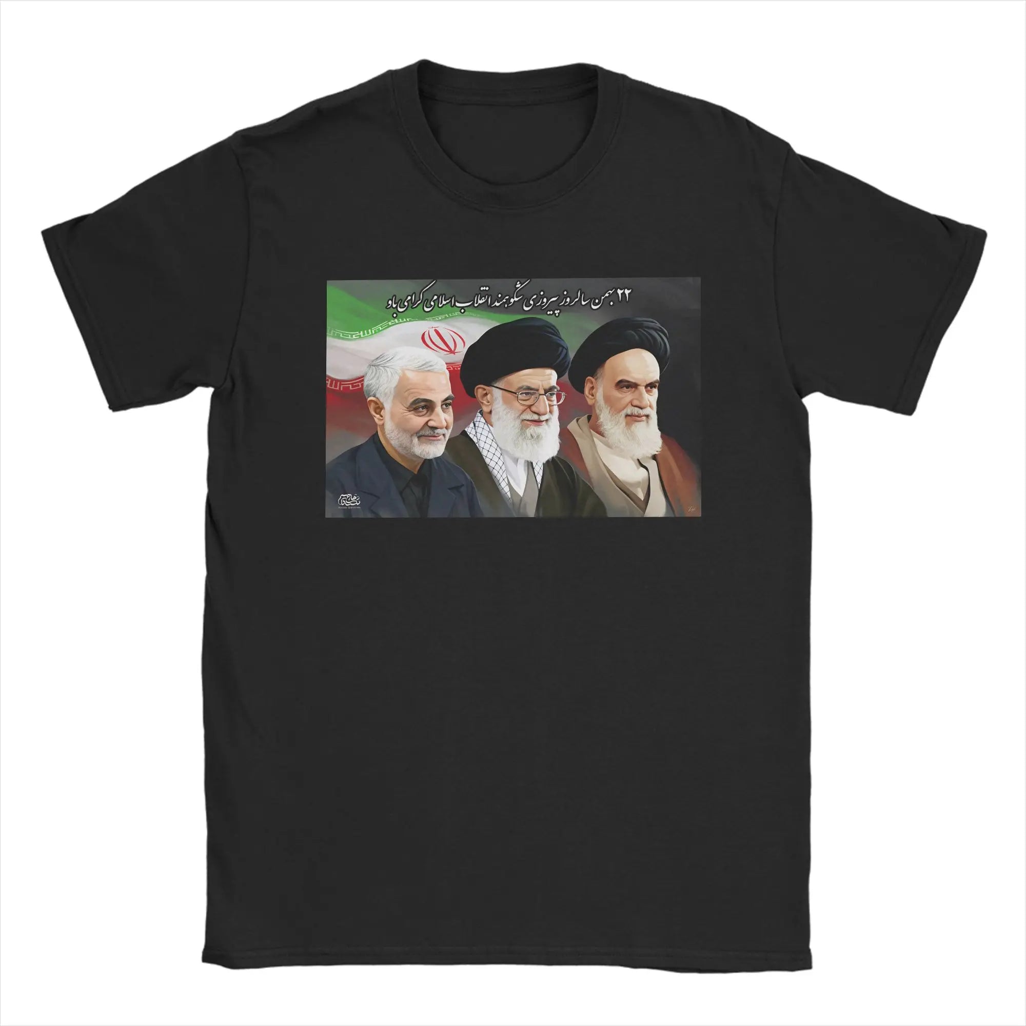 Qasem Soleimani Ali Khamenei Ruhollah Khomeini RIP T Shirt Beach lran flag T Shirts Men Cotton O-Neck Plus Size 5XL Tshirt