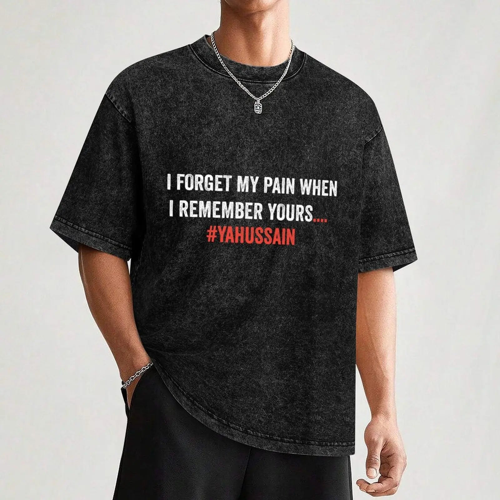Labaik ya hussain T-Shirt Basic Solid Color Short Sleeve Cotton Top