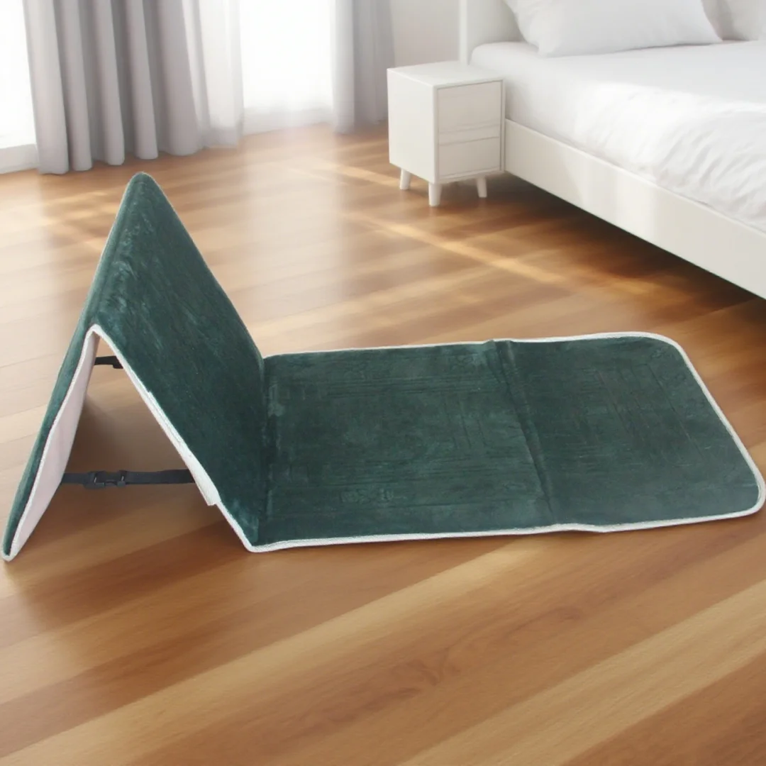 Prayer Mat with Back Support Muslim Prayer Rug Thick Padded Islam Janamaz for Women and Men Soft Foldable Travel Islamic Carpet
