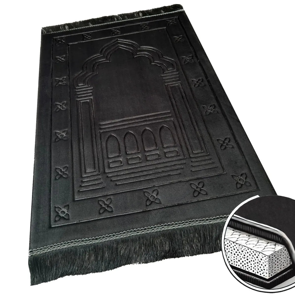 Memory Foam Prayer Mat Luxury Large Muslim Prayer rug Padded Very Thick Janamaz Sajadah for Men Women for Eid Ramadan