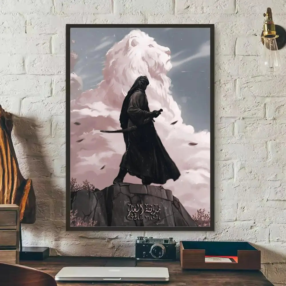 Imam Hussain Ali art anime Painting Calligraphy Anti-wrinkle Canvas Poster Wall Art Print Home Decor