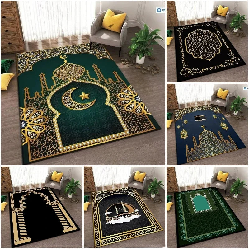 Islam Muslim Prayer Mat Living Room Decor Anti-slip Carpets Bedroom Bedside Soft Rug Entrance Doormat Machine Washable Carpet