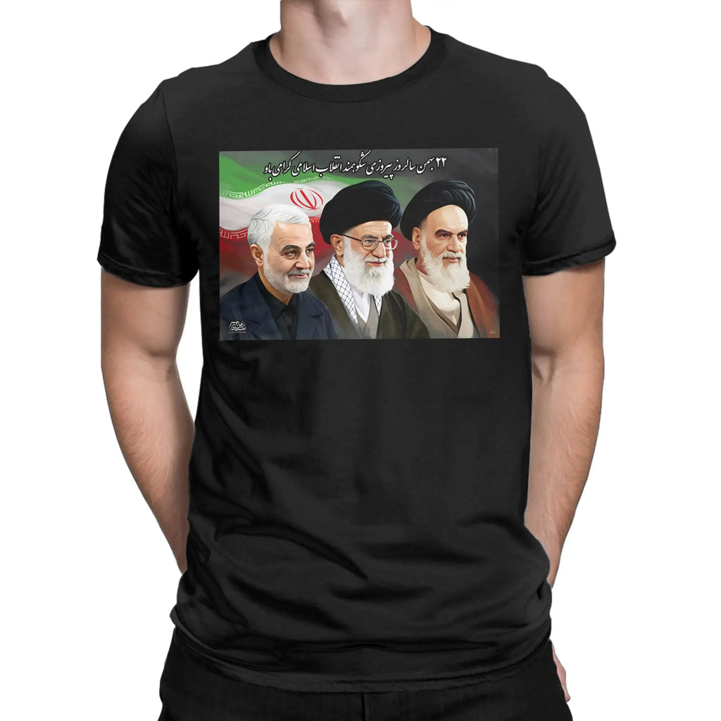 Qasem Soleimani Ali Khamenei Ruhollah Khomeini RIP T Shirt Beach lran flag T Shirts Men Cotton O-Neck Plus Size 5XL Tshirt